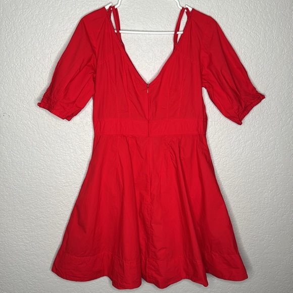 Derek Lam 10 Crosby Red Poppy V-Neck Flare Size 10 - Picture 8 of 9